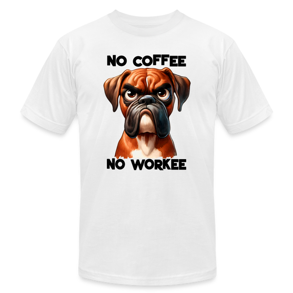 66043 No Coffee No Workee - Boxer B&C TSHIRT - white