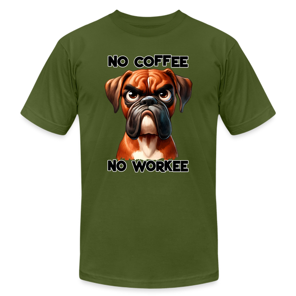 66043 No Coffee No Workee - Boxer B&C TSHIRT - olive