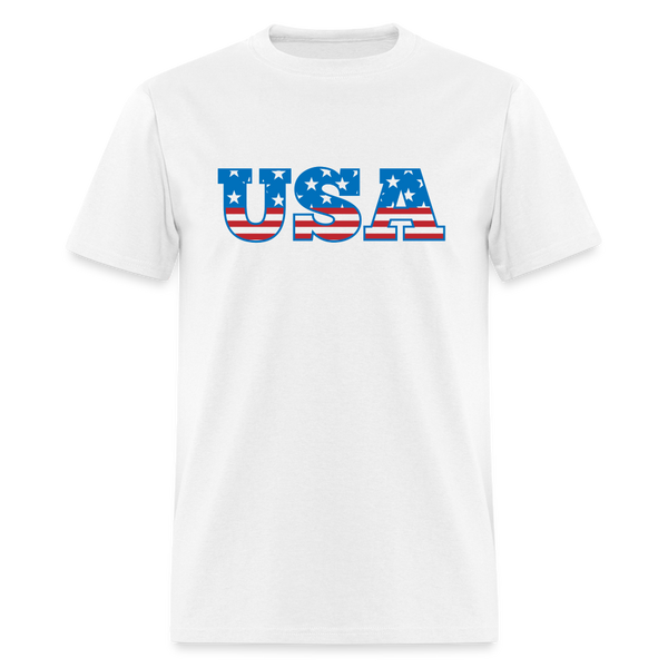 1640 1/4S USA w Flag Print TSHIRT - white