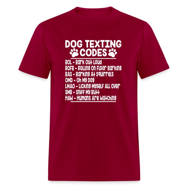 66051 Dog Texting Codes TSHIRT - dark red