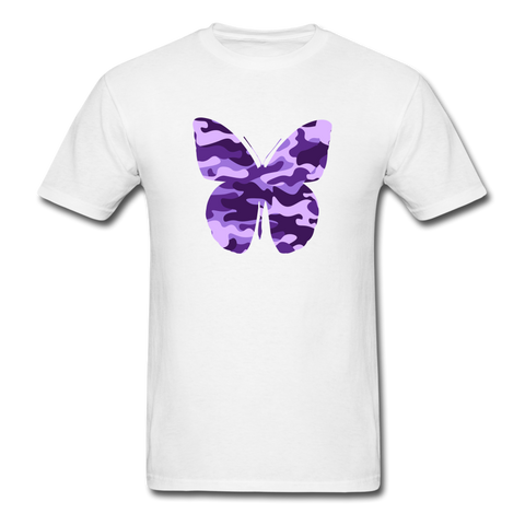 Another Purple Camo Butterfly PREMIUM TSHIRT - white