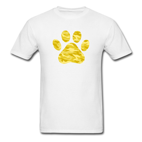 Yellow Camo Paw PREMIUM TSHIRT - white