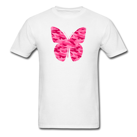 Pink Camo Butterfly PREMIUM TSHIRT - white