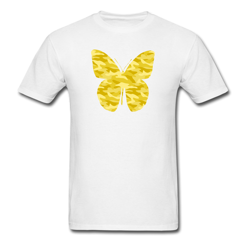 Yellow Camo Butterfly PREMIUM TSHIRT - white