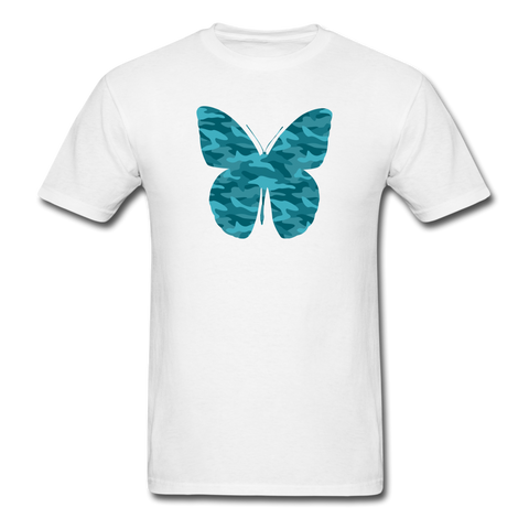 Teal Camo Butterfly PREMIUM TSHIRT - white