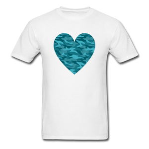 Teal Camo Heart PREMIUM TSHIRT - white