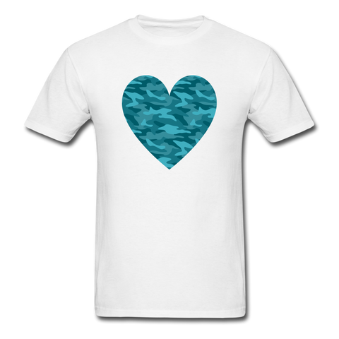 Teal Camo Heart PREMIUM TSHIRT - white