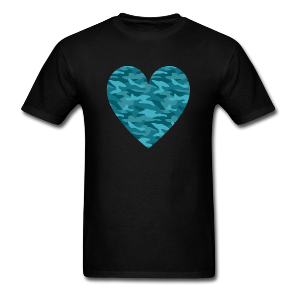 Teal Camo Heart PREMIUM TSHIRT - black