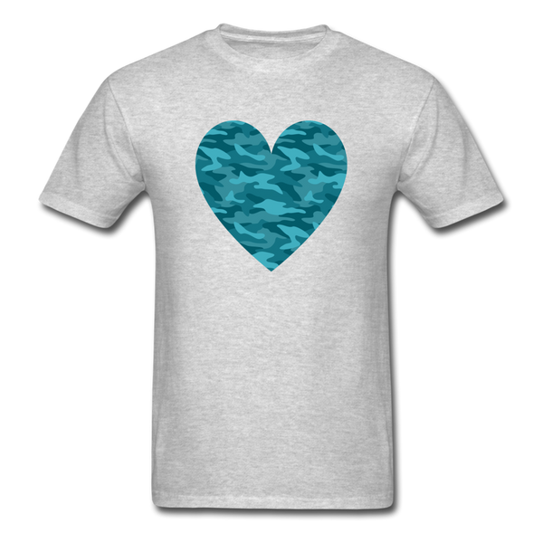 Teal Camo Heart PREMIUM TSHIRT - heather gray