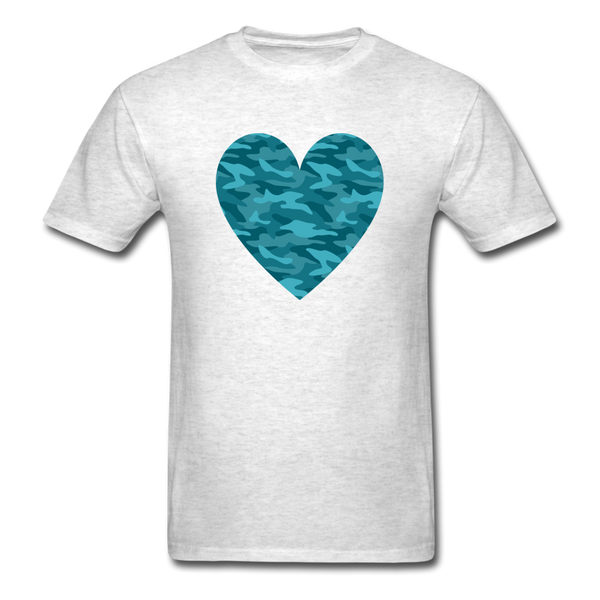 Teal Camo Heart PREMIUM TSHIRT - light heather gray