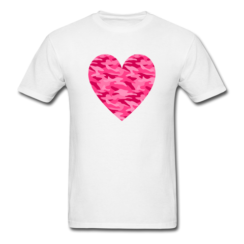 Pink Camo Heart PREMIUM TSHIRT - white