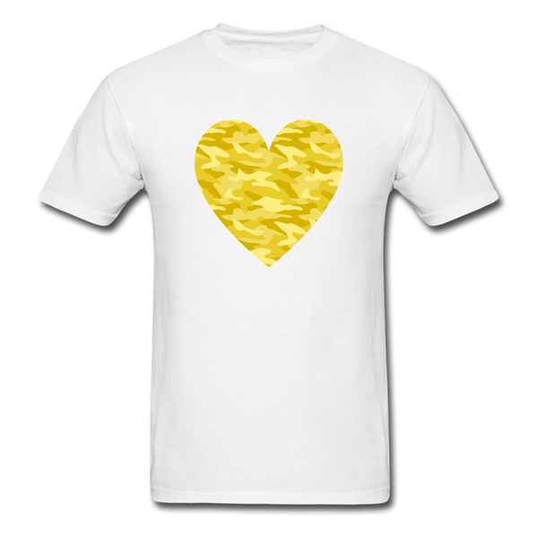 Yellow Camo Heart PREMIUM TSHIRT - white