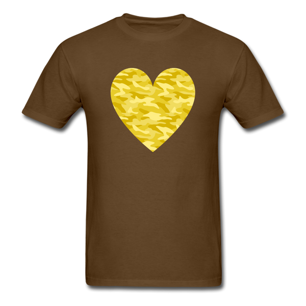 Yellow Camo Heart PREMIUM TSHIRT - brown