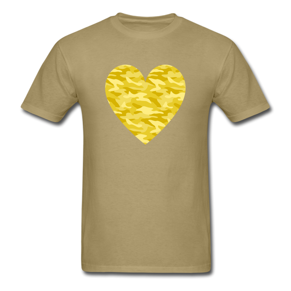 Yellow Camo Heart PREMIUM TSHIRT - khaki