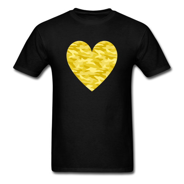 Yellow Camo Heart PREMIUM TSHIRT - black