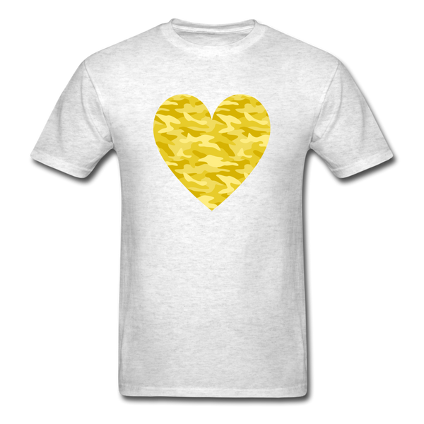 Yellow Camo Heart PREMIUM TSHIRT - light heather gray