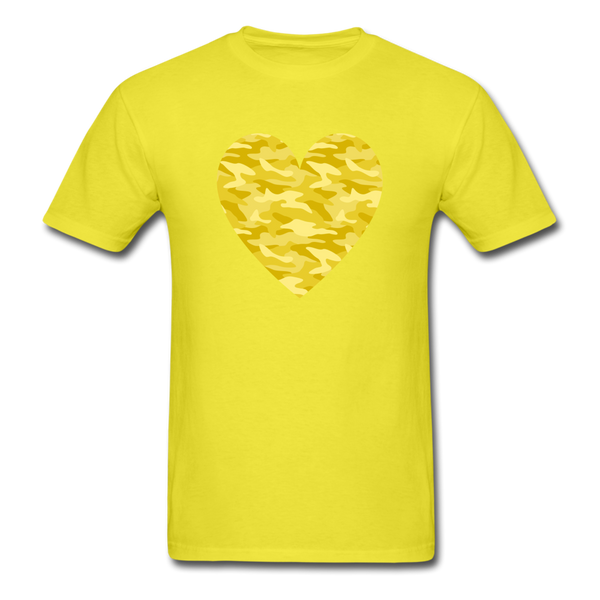 Yellow Camo Heart PREMIUM TSHIRT - yellow