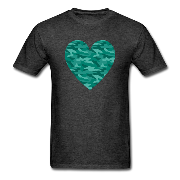 True Greens Camo Heart PREMIUM TSHIRT - heather black