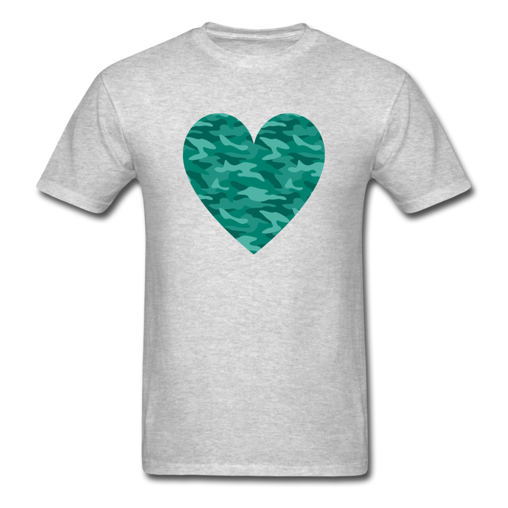 True Greens Camo Heart PREMIUM TSHIRT - heather gray