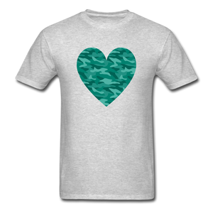 True Greens Camo Heart PREMIUM TSHIRT - heather gray