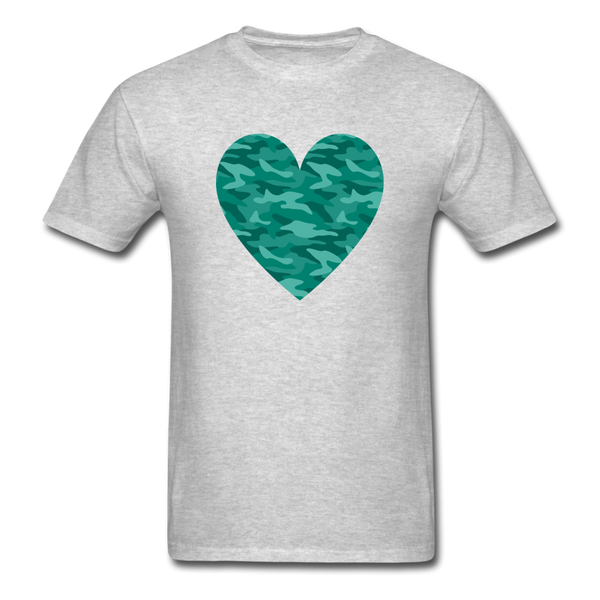 True Greens Camo Heart PREMIUM TSHIRT - heather gray