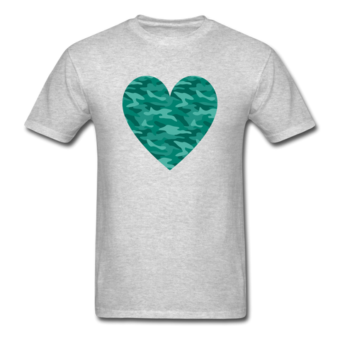 True Greens Camo Heart PREMIUM TSHIRT - heather gray