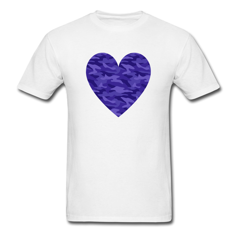 More Purple Camo Heart PREMIUM TSHIRT - white