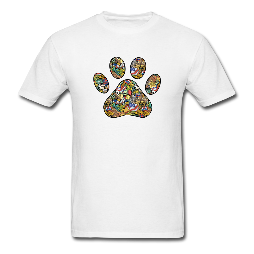 8214 America The Beautiful Collage Paw PREMIUM TSHIRT - white