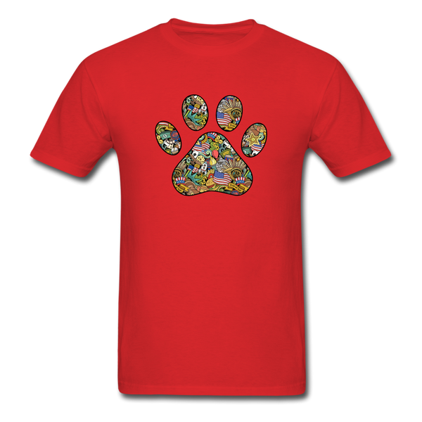 8214 America The Beautiful Collage Paw PREMIUM TSHIRT - red