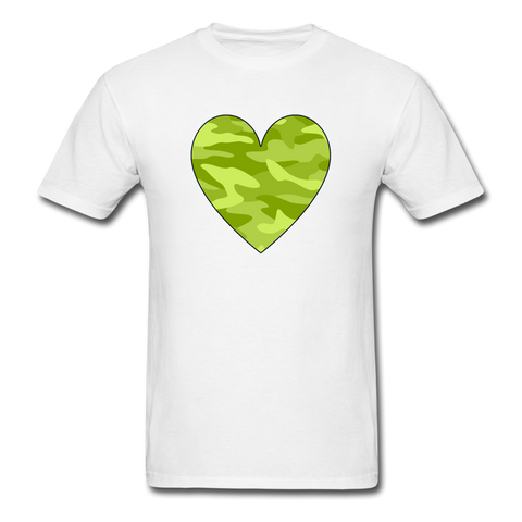 8173 Lime Camo Heart PREMIUM TSHIRT - white