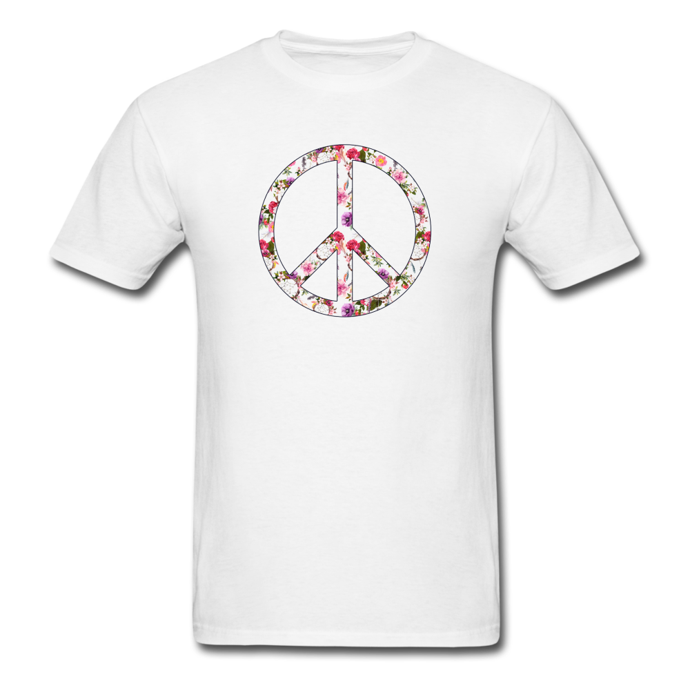 8190 Floral & Dream Catcher Peace Symbol PREMIUM TSHIRT - white