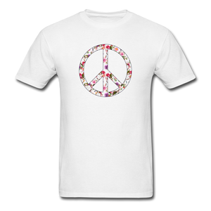 8190 Floral & Dream Catcher Peace Symbol PREMIUM TSHIRT - white