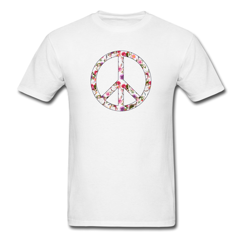 8190 Floral & Dream Catcher Peace Symbol PREMIUM TSHIRT - white