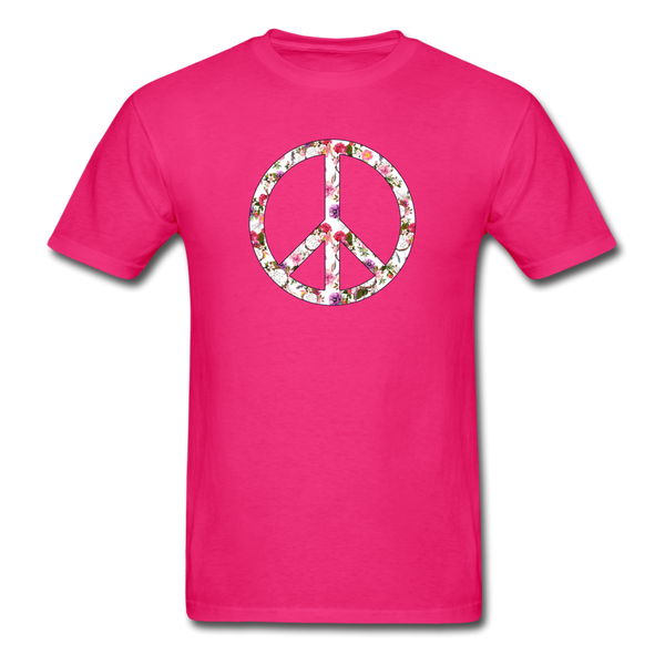 8190 Floral & Dream Catcher Peace Symbol PREMIUM TSHIRT - fuchsia