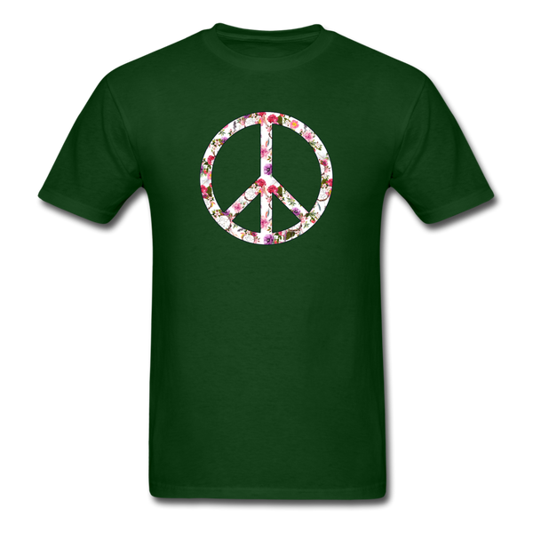 8190 Floral & Dream Catcher Peace Symbol PREMIUM TSHIRT - forest green