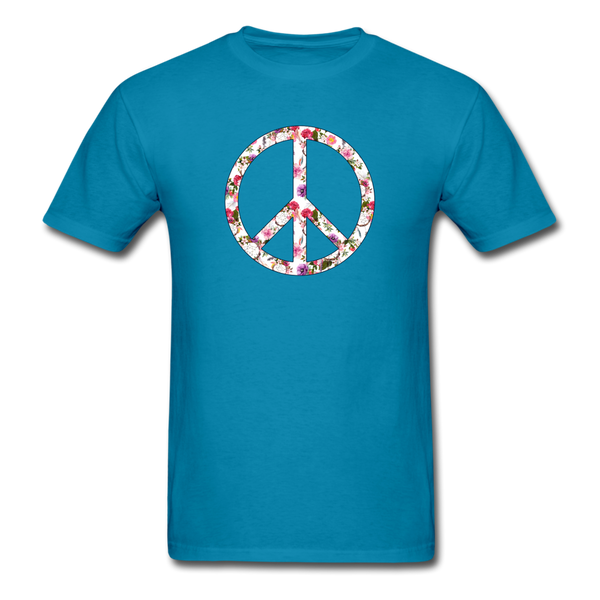 8190 Floral & Dream Catcher Peace Symbol PREMIUM TSHIRT - turquoise