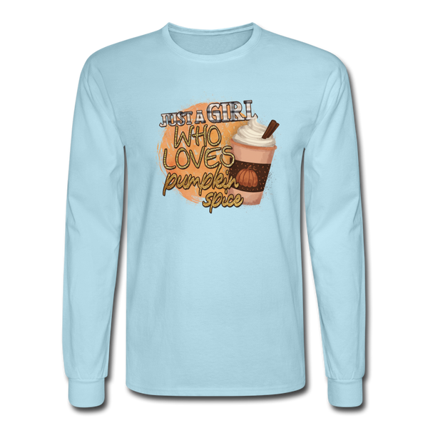 4/4S Just A Girl Who Loves Pumpkin Spice PREMIUM TSHIRT - powder blue