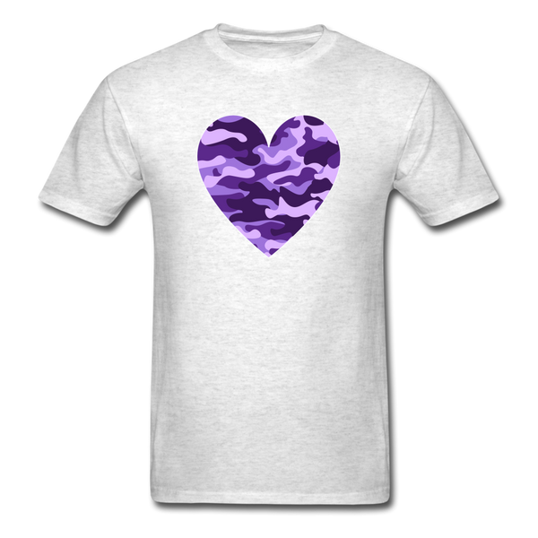 8020 Another Purple Camo Heart PREMIUM TSHIRT - light heather gray