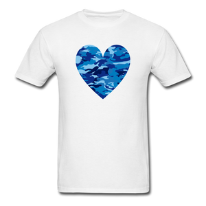 1/4S 8255 Our Blue Camo Heart PREMIUM TSHIRT - white