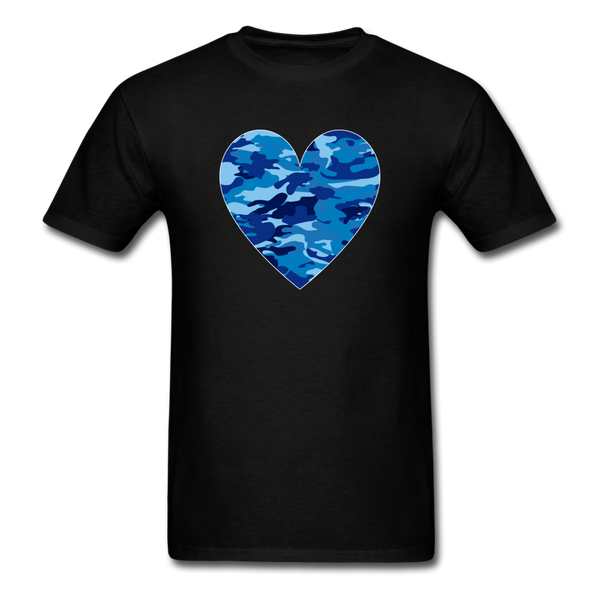 1/4S 8255 Our Blue Camo Heart PREMIUM TSHIRT - black
