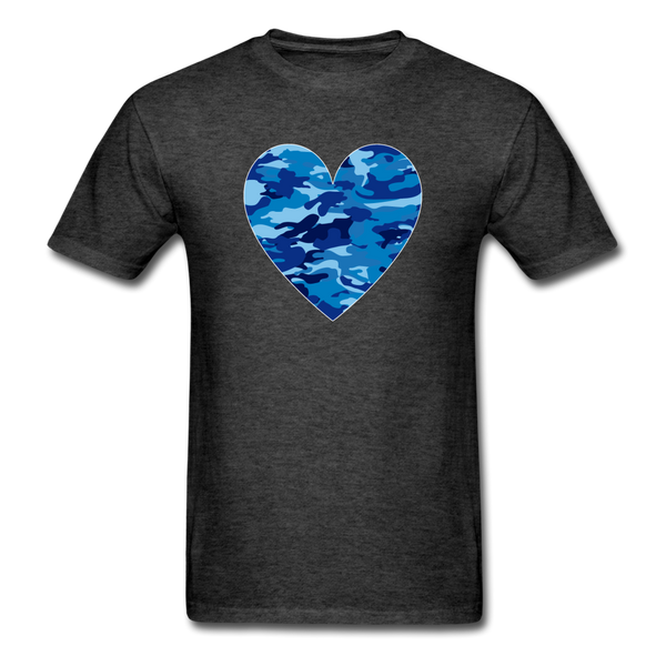 1/4S 8255 Our Blue Camo Heart PREMIUM TSHIRT - heather black