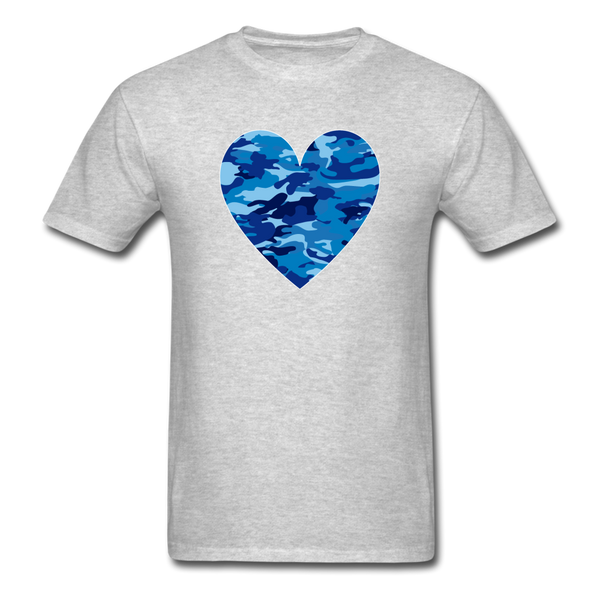 1/4S 8255 Our Blue Camo Heart PREMIUM TSHIRT - heather gray