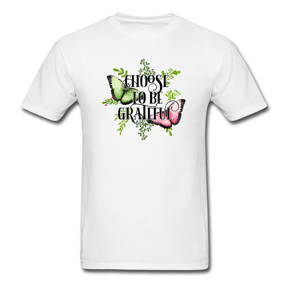 1/4S Choose To Be Grateful Butterfly PREMIUM TSHIRT - white