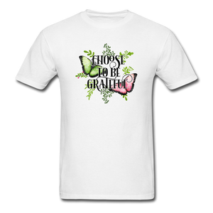 1/4S Choose To Be Grateful Butterfly PREMIUM TSHIRT - white