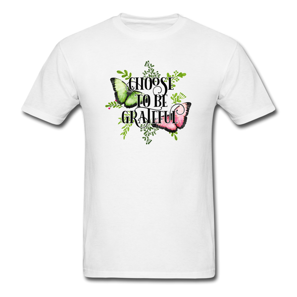 1/4S Choose To Be Grateful Butterfly PREMIUM TSHIRT - white