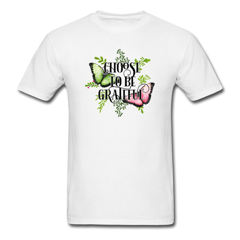 1/4S Choose To Be Grateful Butterfly PREMIUM TSHIRT - white