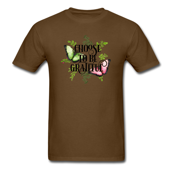 1/4S Choose To Be Grateful Butterfly PREMIUM TSHIRT - brown