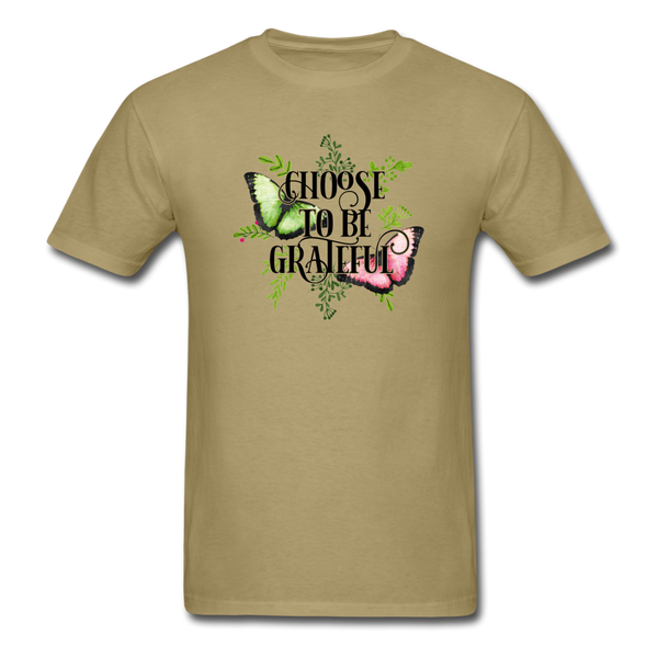 1/4S Choose To Be Grateful Butterfly PREMIUM TSHIRT - khaki