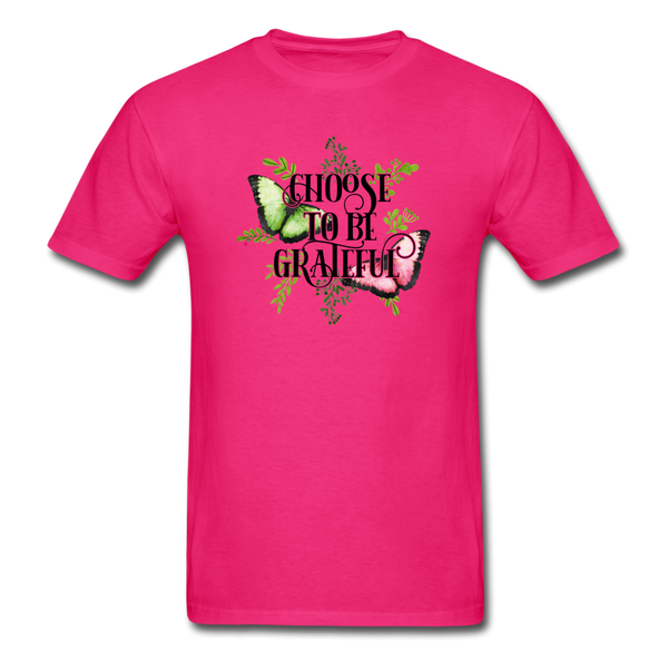 1/4S Choose To Be Grateful Butterfly PREMIUM TSHIRT - fuchsia