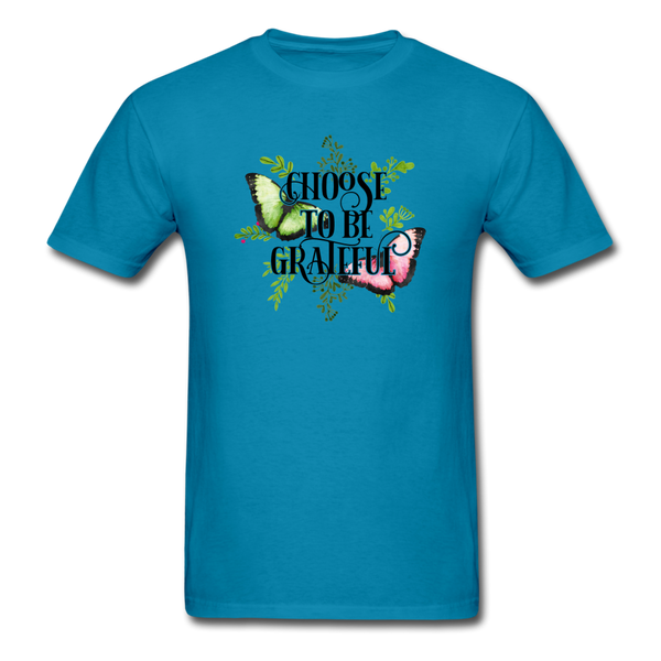 1/4S Choose To Be Grateful Butterfly PREMIUM TSHIRT - turquoise